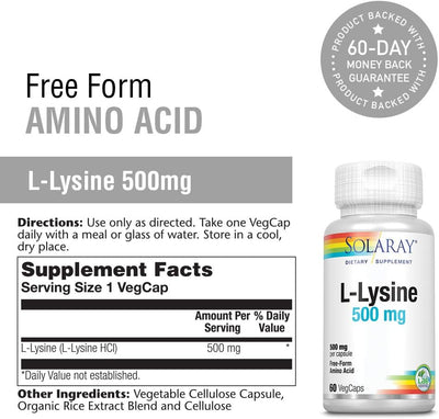 Solaray L-Lysine - Free Form 500 mg