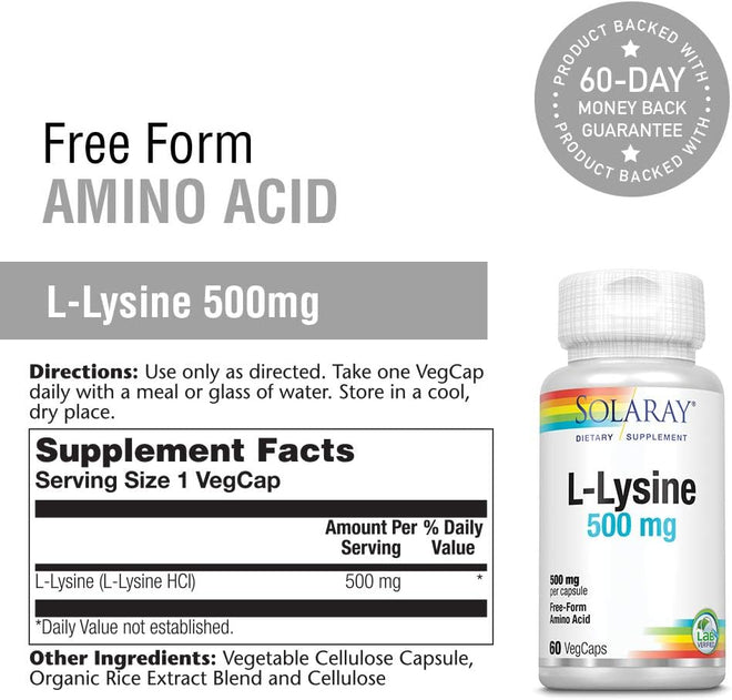 Solaray L-Lysine - Free Form 500 mg