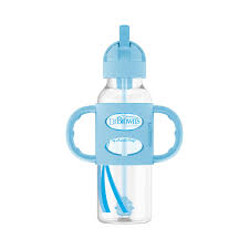 Dr Brown's  Milestone Wide-Neck Sippy Straw Bottle with Silicone Handles