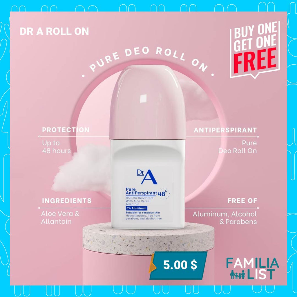 Dr.A Pure Anti Perspirant 0% alumnium Roll On Buy 1 Get 1 Free