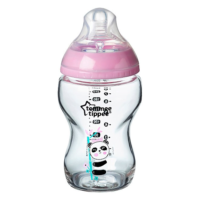 Tommee Tippee Closer To Nature Glass Bottle Pink 250mL 0+months