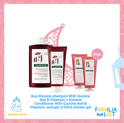 Klorane Bundle Buy One Shampoo Quinine And Baume Apres Shampoo And Get 2 X30Ml Shower Gel For Free