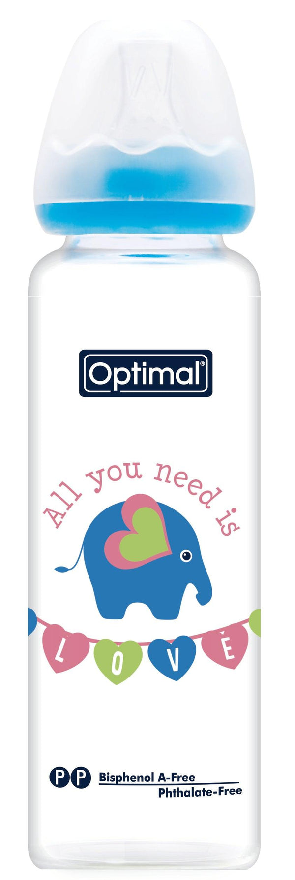 Optimal Bottle Slim Waist- Glass- Round Nipple 240ml