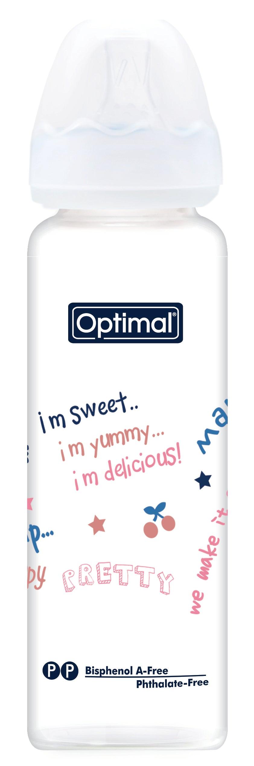 Optimal Bottle Slim Waist- Glass- Round Nipple 240ml