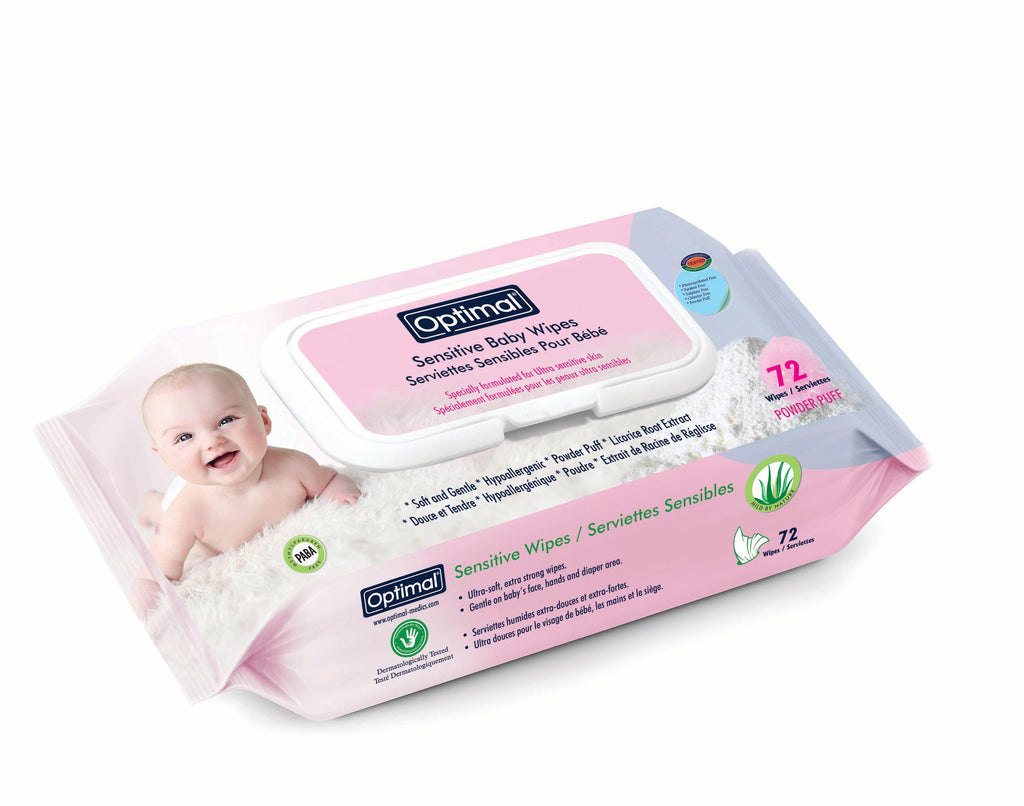 Optimal Wipes Sensitive Powder Puff With Lid x 72