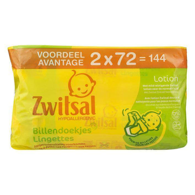 Zwitsal Lingettes Lotions 2*72Pc