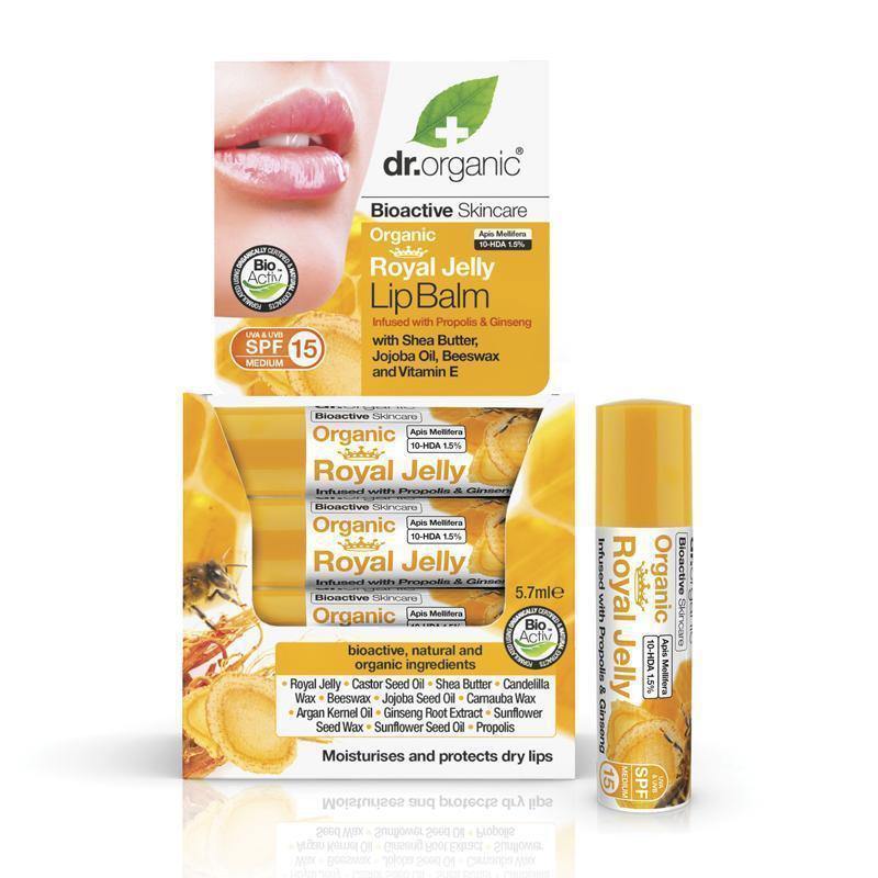 Dr Organic Royal Jelly Lip Balm With Propolis & Ginseng 5.7Ml - FamiliaList
