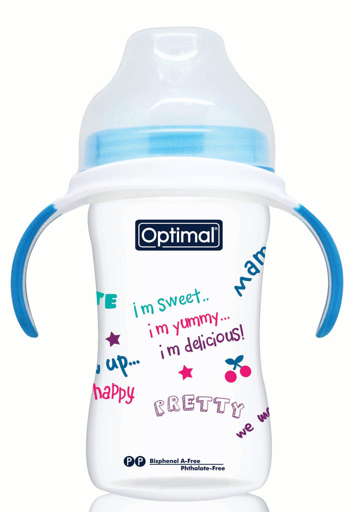 Optimal Bottle Extra Wide- Round Nipple- With Handles 240ml - FamiliaList