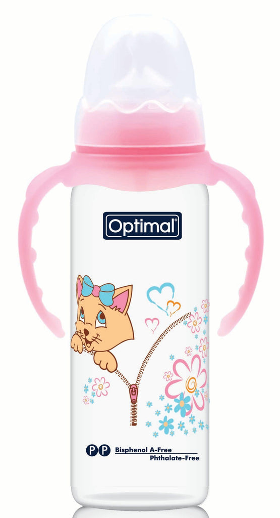 Optimal Bottle Narrow Neck- Orthodontic Nipple- With Handles 240ml