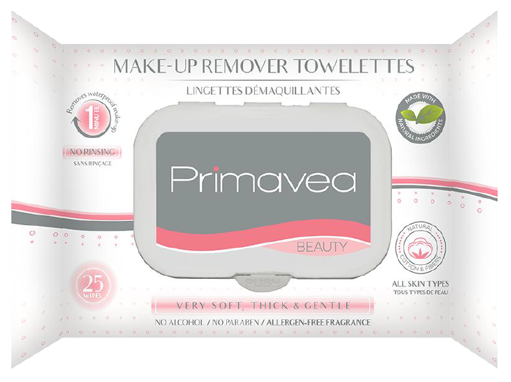 Primavea Natural Make Up Remover Towelettes 25S - FamiliaList