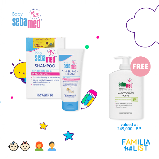 Sebamed Bundle Back to School - shampoo + diaper cream + handwash - FamiliaList